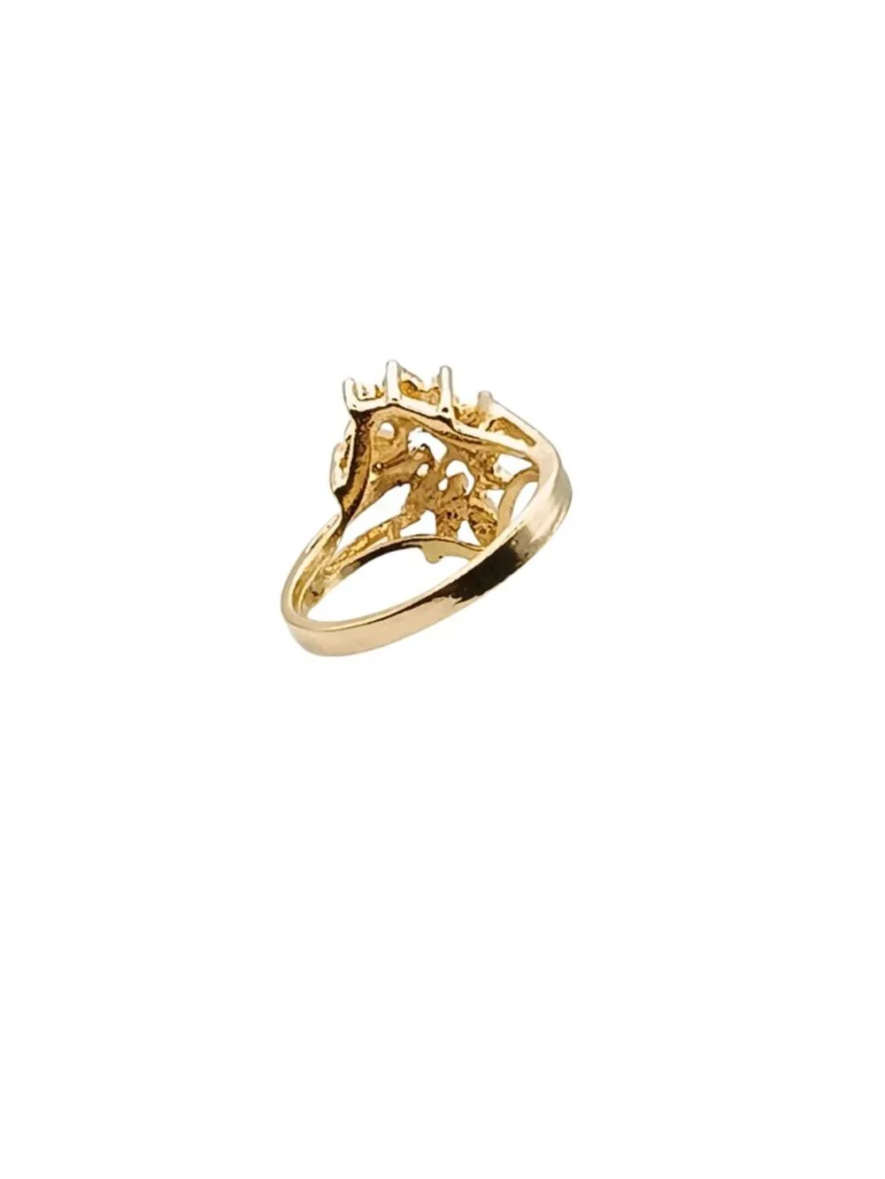 Uncas Vintage Gold-Plated Marquise Opal & Rhinestone Statement Cocktail Ring